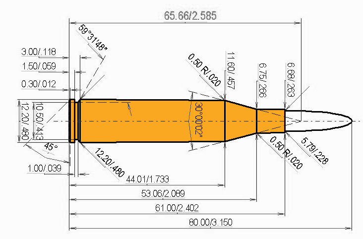 5.6 x 61 SE v.Hofe Calibres Dimensions et spécifications techniques